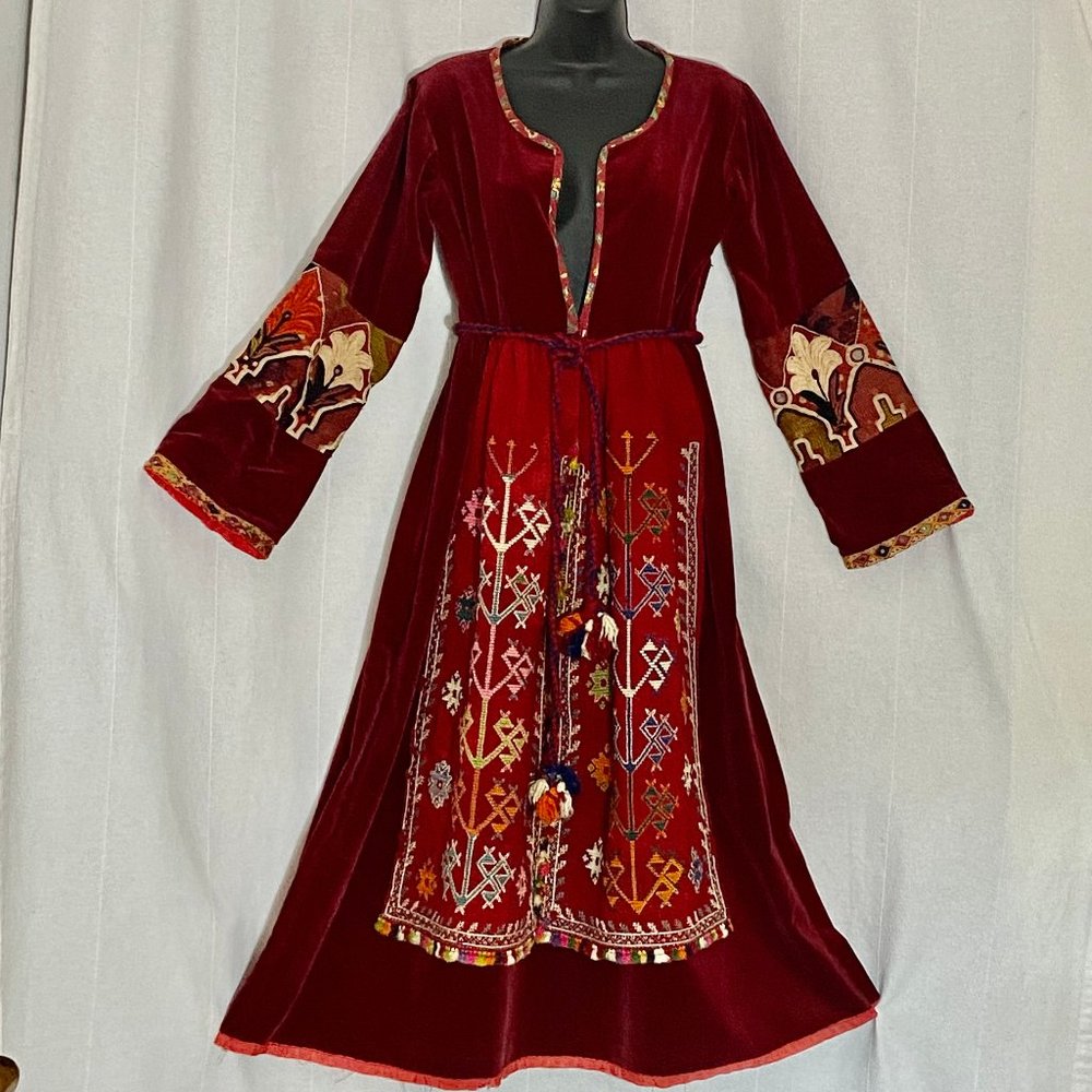 Antique Afghani Red Velvet Dress